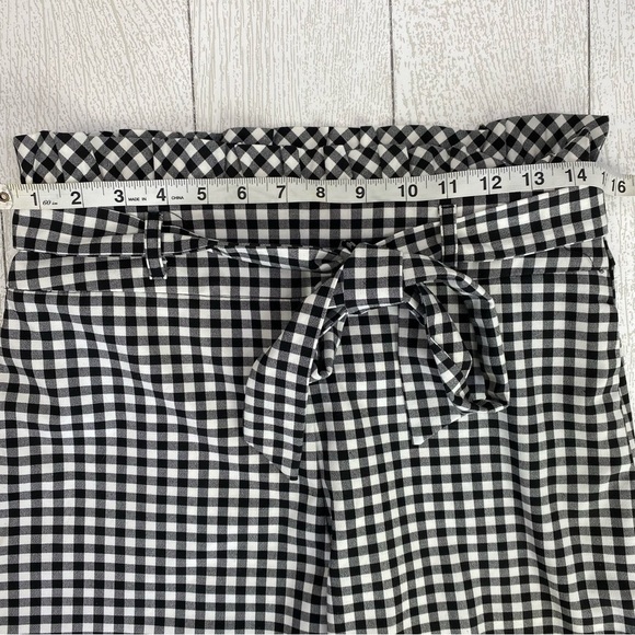 Zara black white gingham speck paper bag tie front shorts size M - Picture 6 of 10